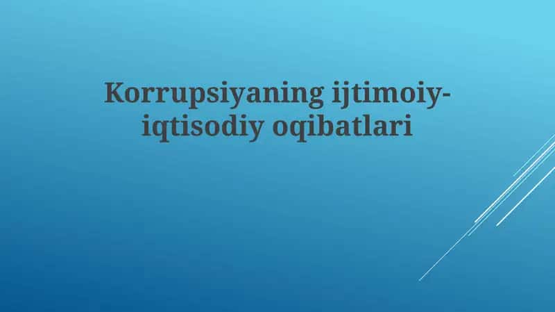 Korrupsiyaning iqtisodiy-oqibatlari