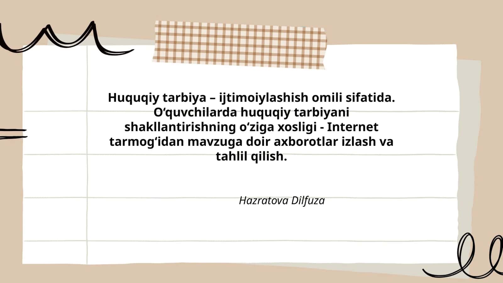 Huquqiy tarbiya – ijtimoiylashish omili sifatida