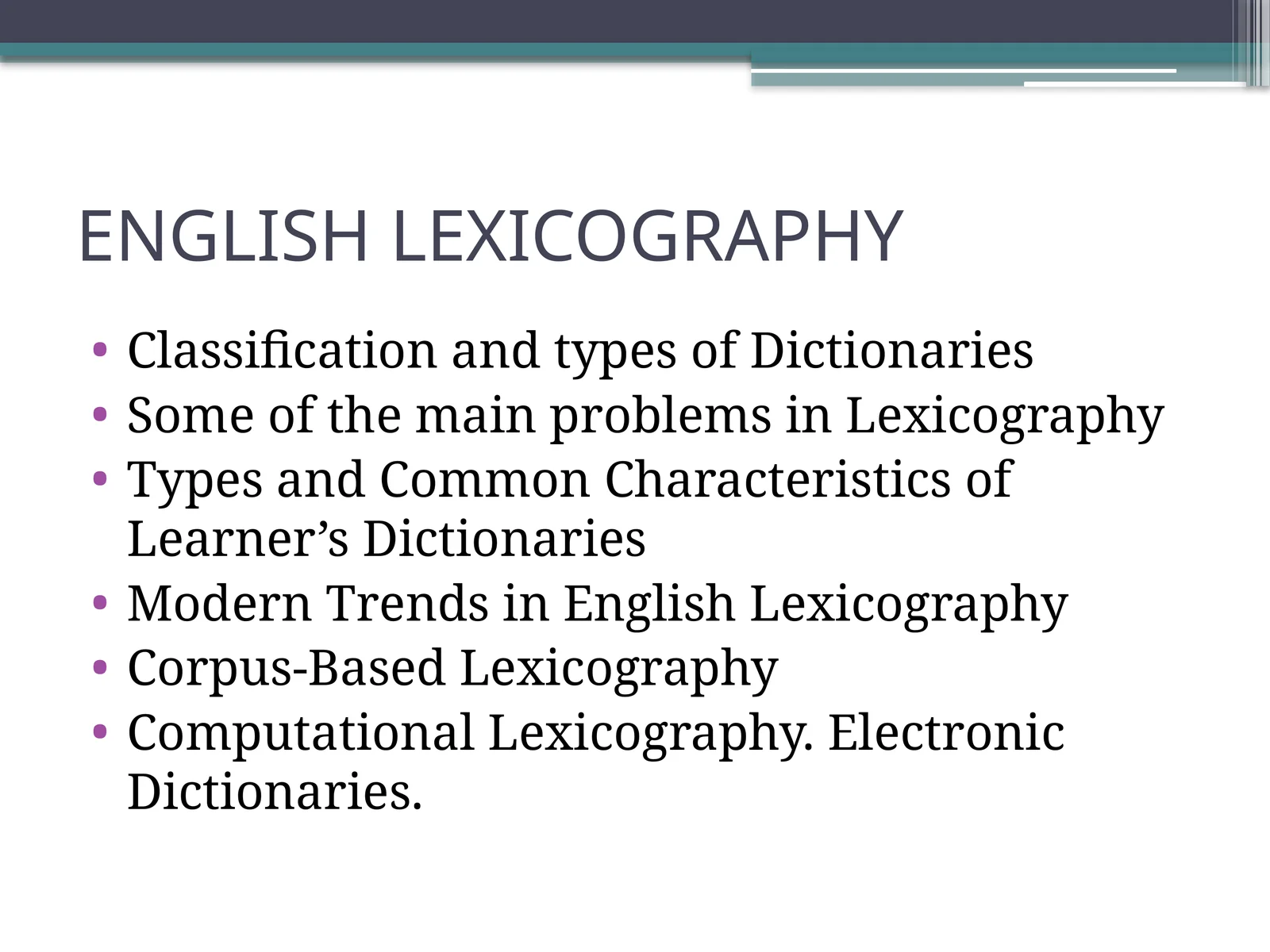 ENGLISH LEXICOGRAPHY