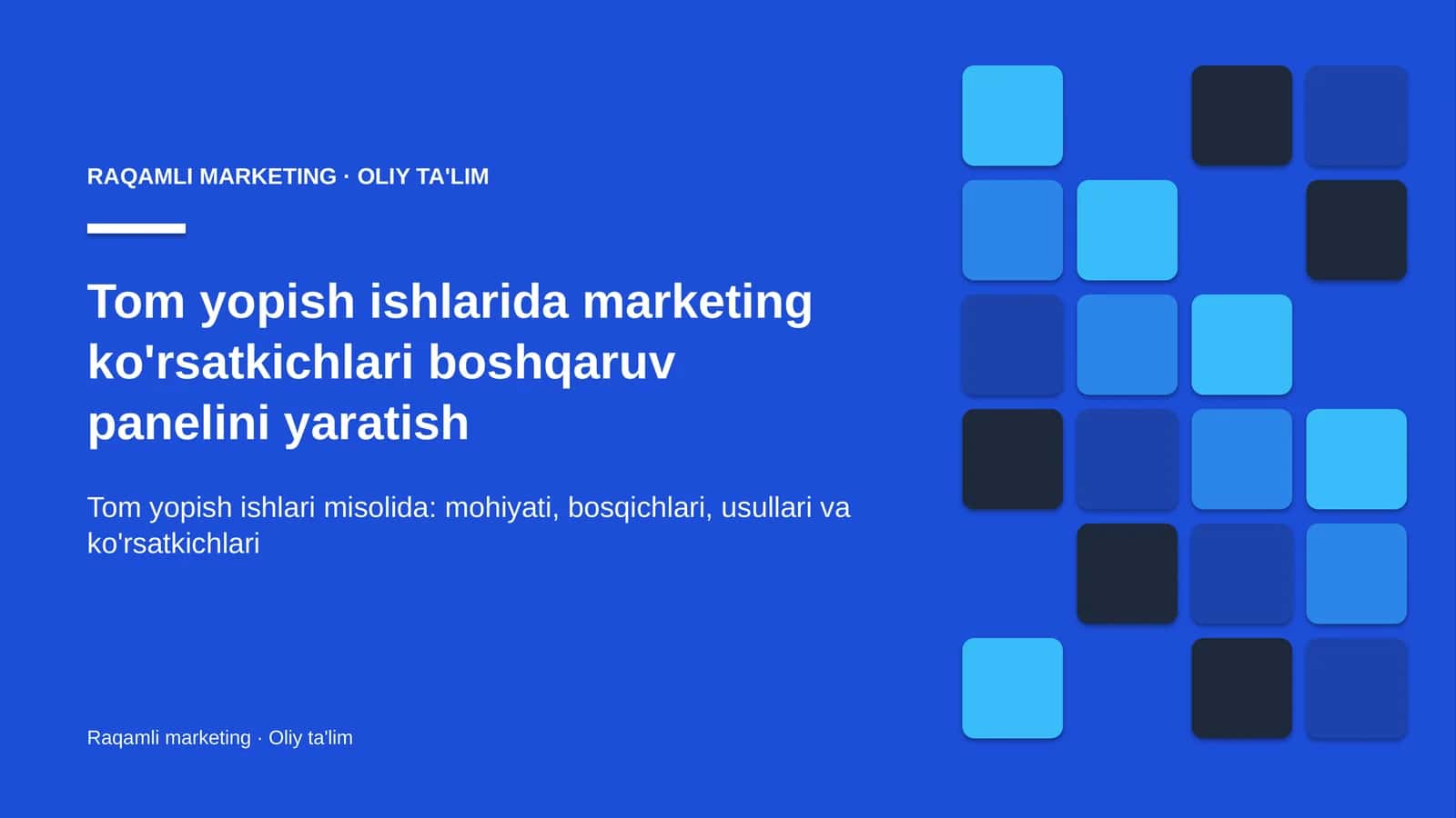 tom yopish ishlarida marketing ko'rsatkichlari boshqaruv panelini yaratish 1876