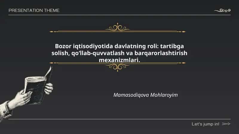 Bozor iqtisodiyotida davlatning roli