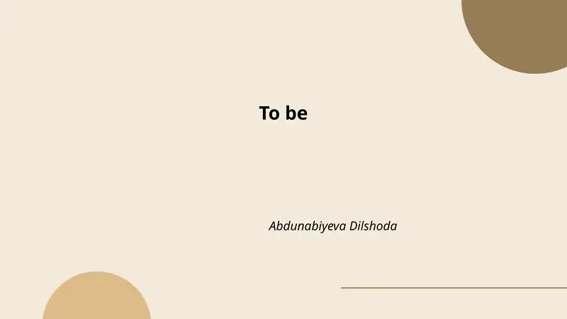 Forms and conjugation of "to be"