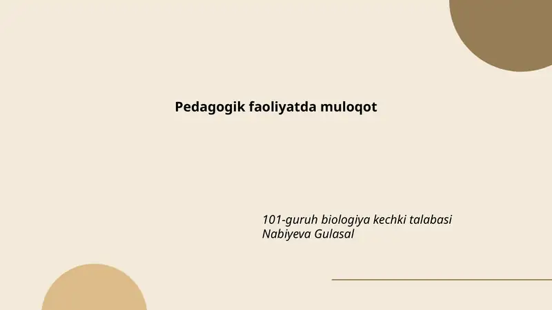 Pedagogik faoliyatda muloqot