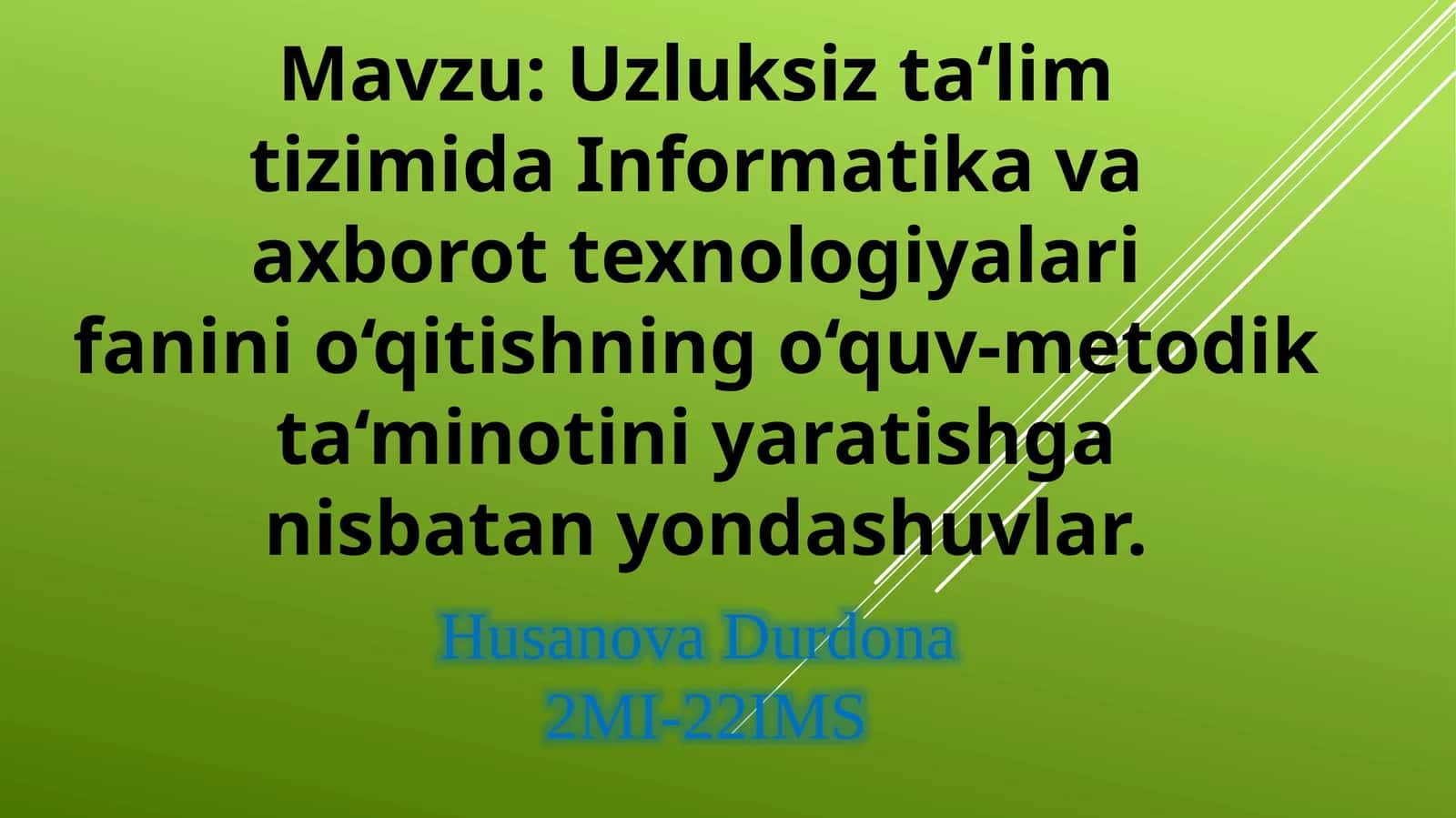Uzluksizta‘lim tizimida Informatika va axborot texnologiyalari fanini o‘qitishning o‘quv-metodik ta‘minoti