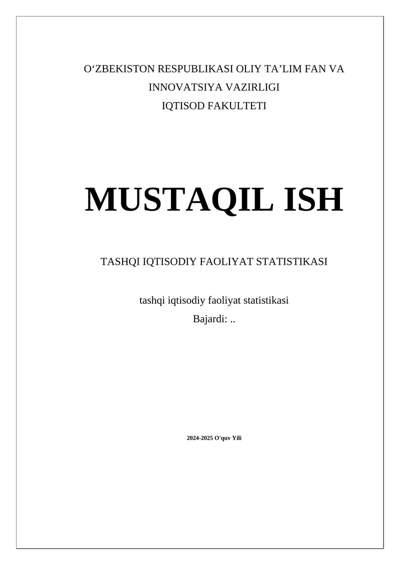 Tashqi iqtisodiy faoliyat statistikasi