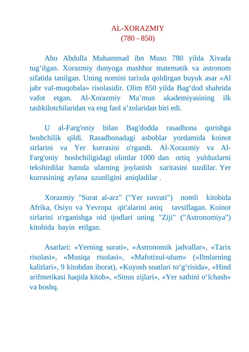 AL-XORAZMIY