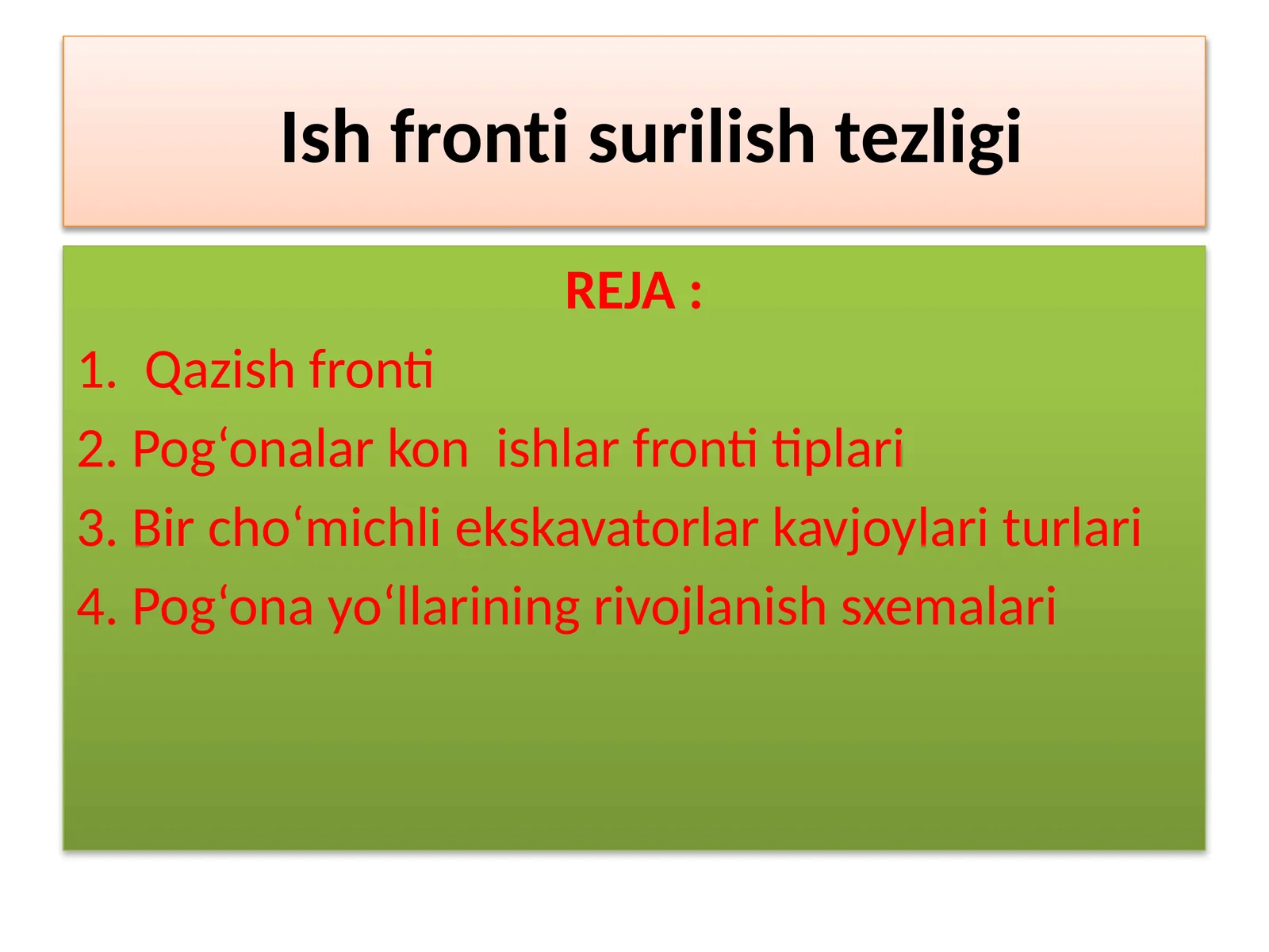 Ishfrontisurilishtezligi