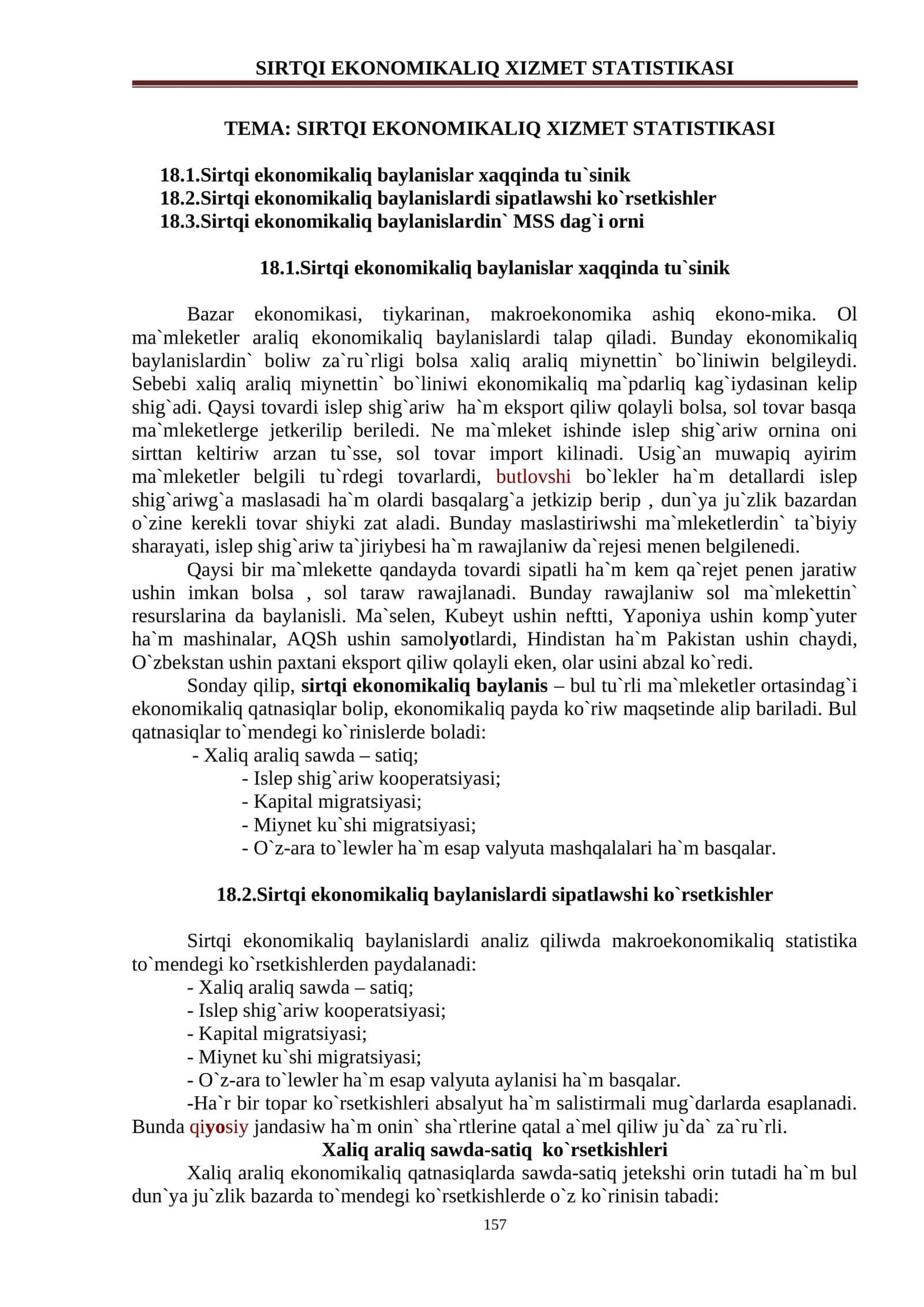 SIRTQI EKONOMIKALIQ XIZMET STATISTIKASI