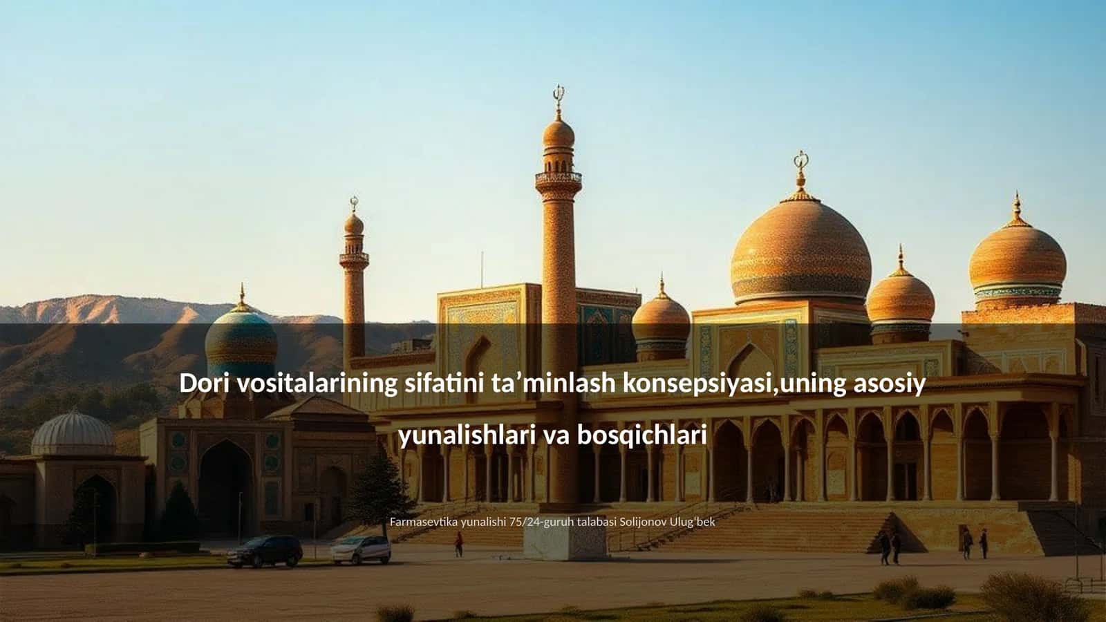 Dori Vositalarining Sifatini Ta’minlash Konsepsiyasi