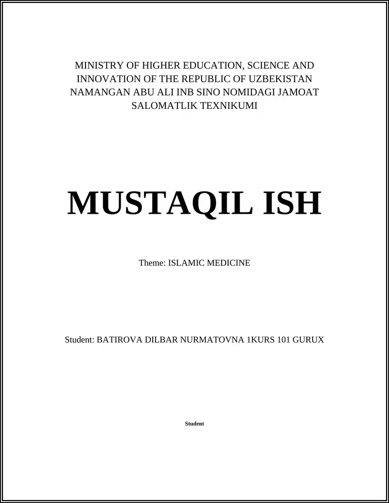 Islamic Medicine
