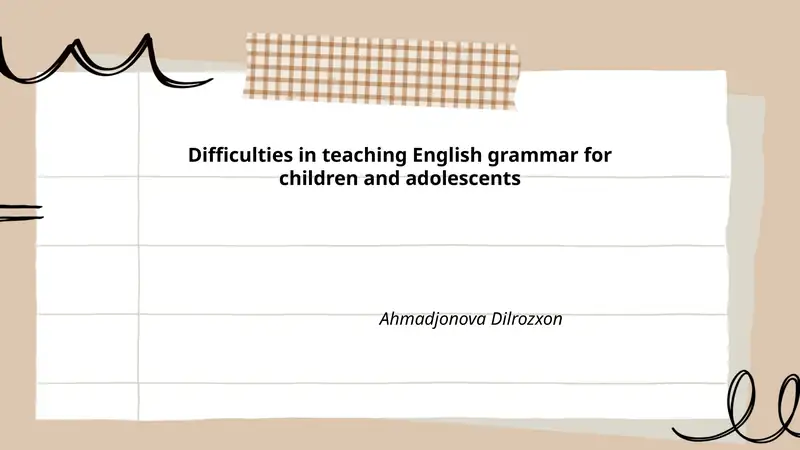 Difficulties in teaching English grammar for children and adolescents