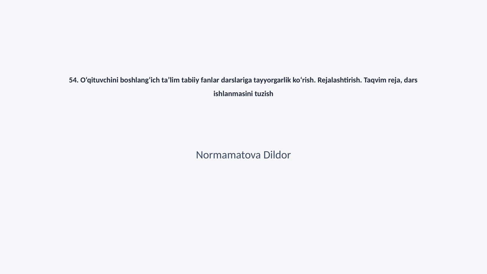 Normamatova Dildor