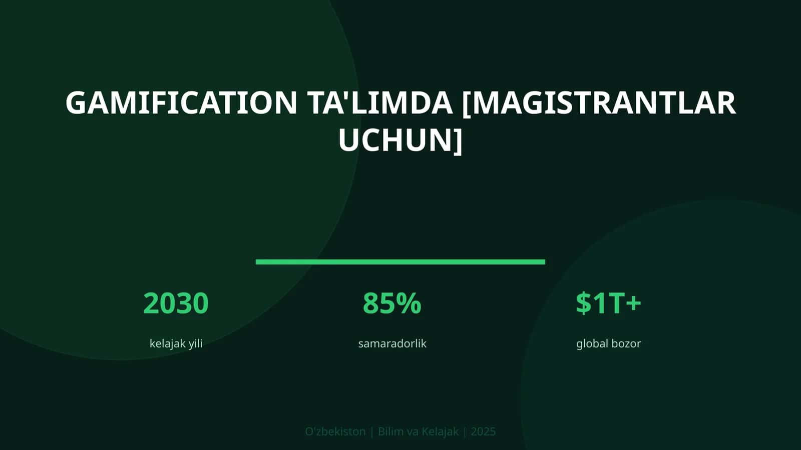 GAMIFICATION TA'LIMDA [MAGISTRANTLAR UCHUN]