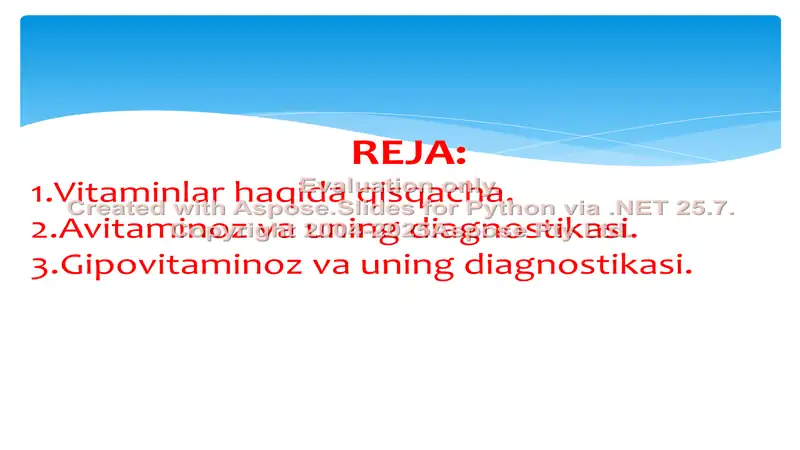 Avitaminoz va uning diagnostikasi