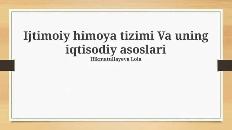 Mehnatga layoqatsizlarni ijtimoiy himoyasi
