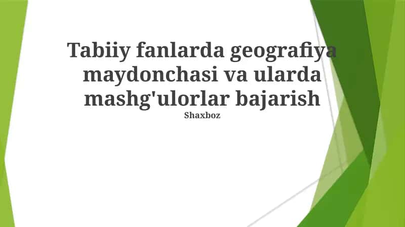 Geografiya maydonchasi va mashg'ulorlar