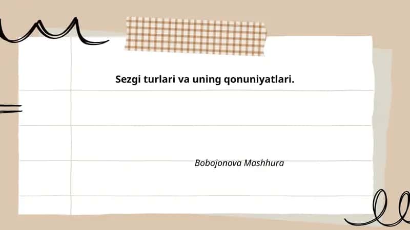 Sezgi turlari va uning qonuniyatlari