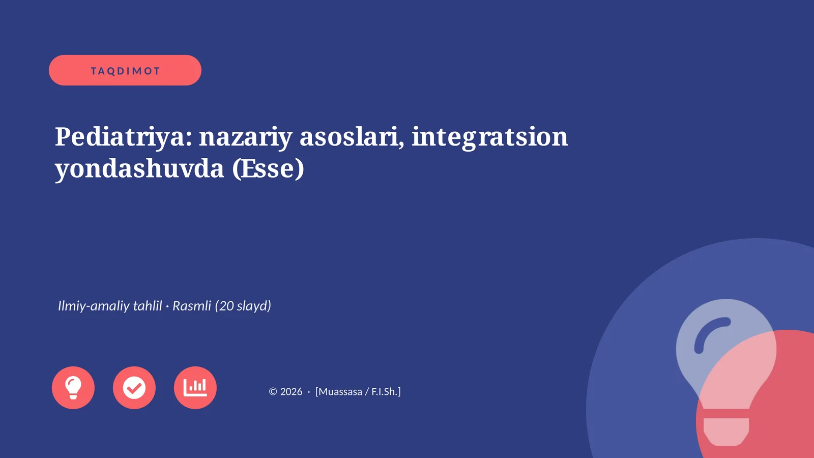 Pediatriya: nazariy asoslari, integratsion yondashuvda (Esse)