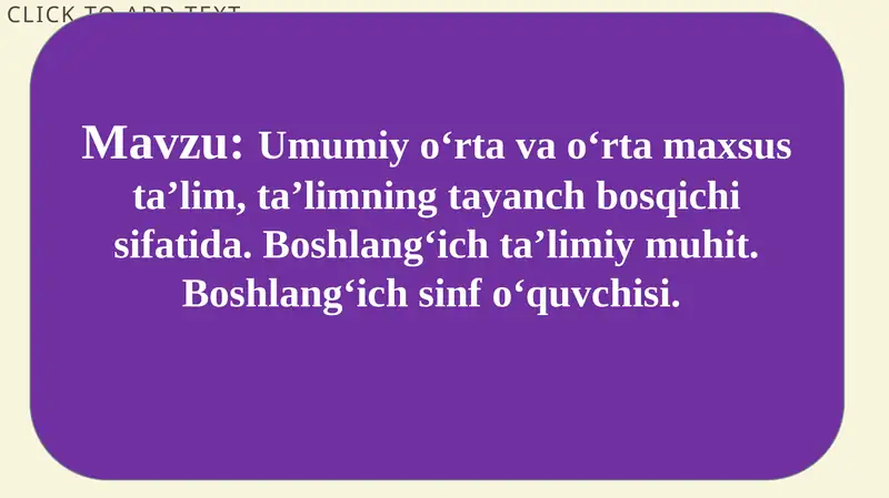 Maktabgacha ta'lim va boshlang'ich ta'lim
