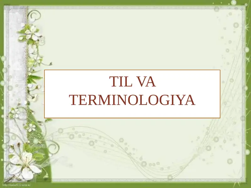 TIL VA TERMINOLOGIYA