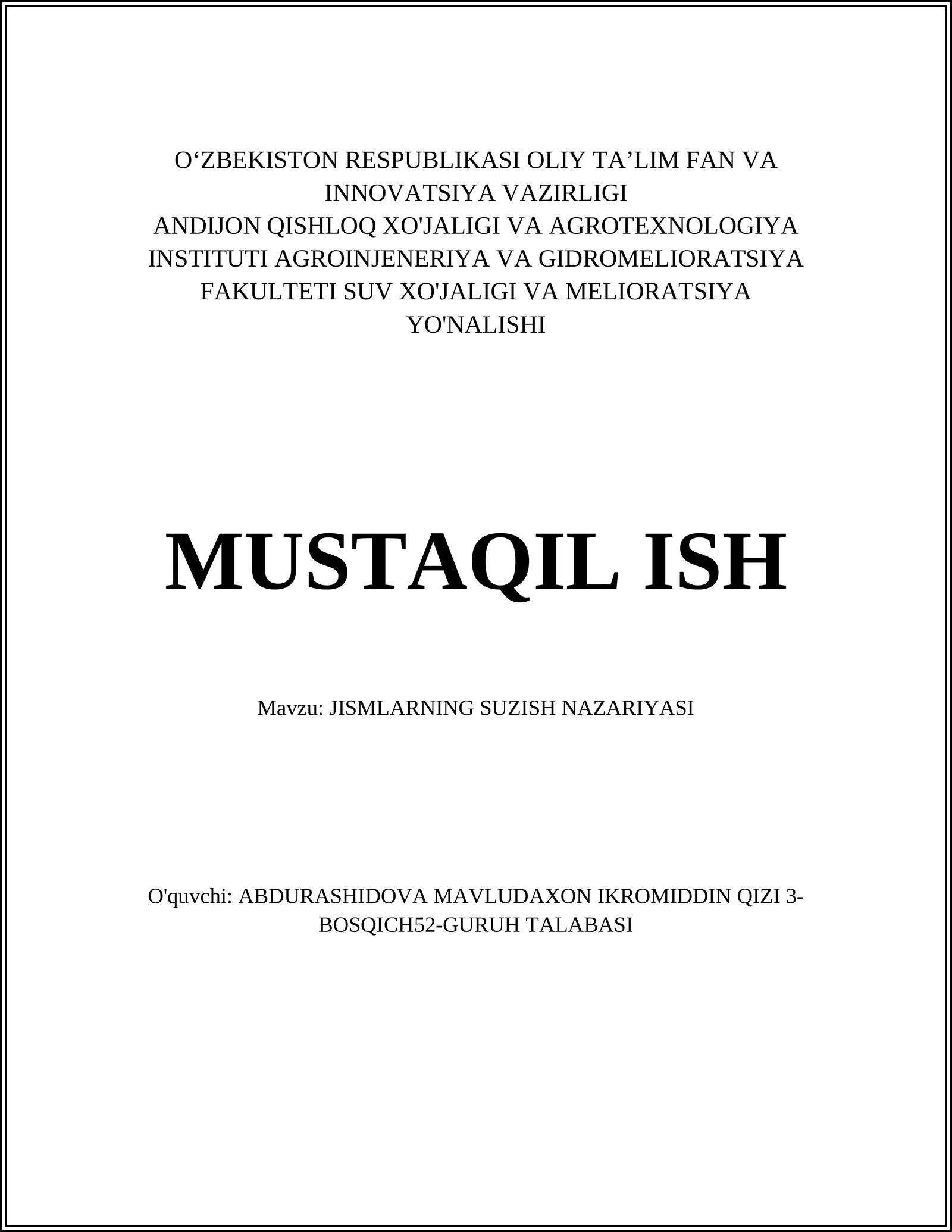 Jismoniy o'rganish va harakatlar nazariyasi