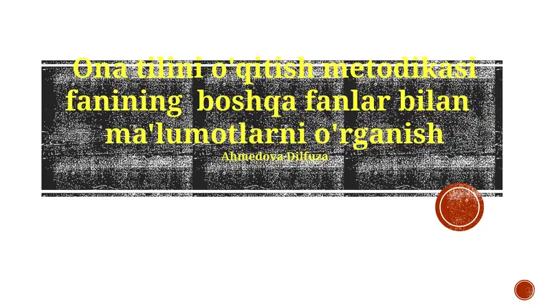 O'zbek tilini o'qitish metodikasi