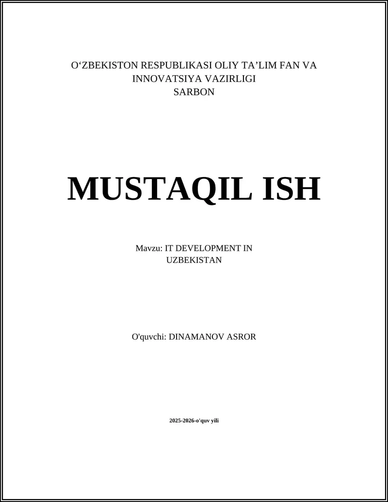 IT DEVELOPMENT IN UZBEKISTAN