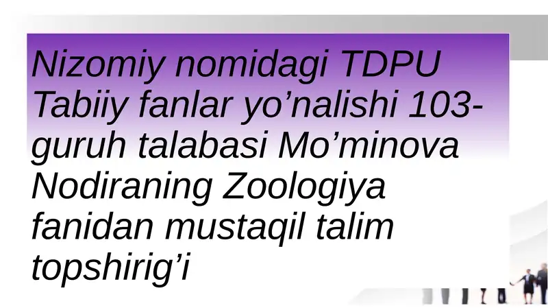 Zoologiya fanidan mustaqil talim topshirig’i