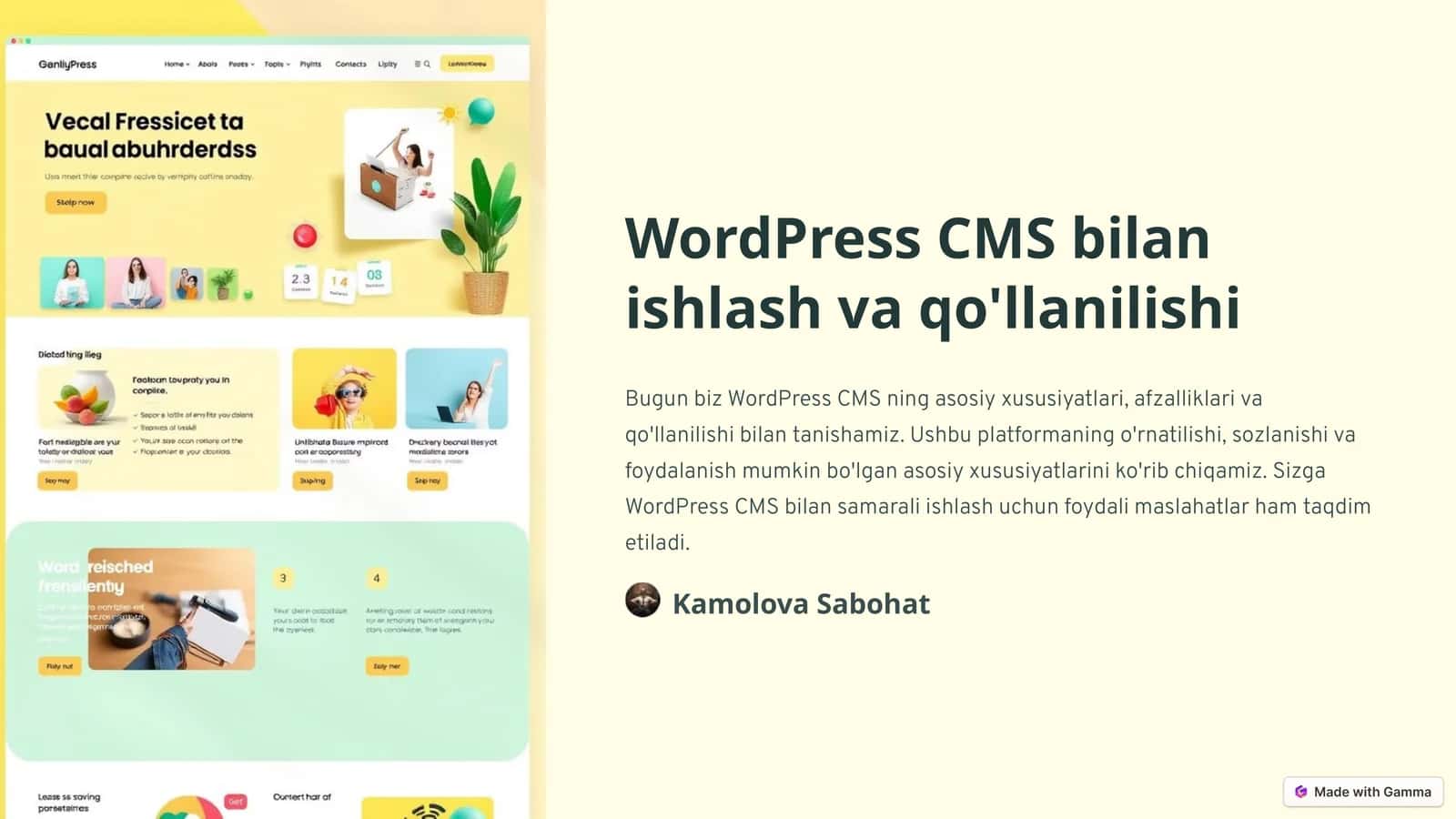 WordPress CMS bilan ishlash va qo'llanilishi