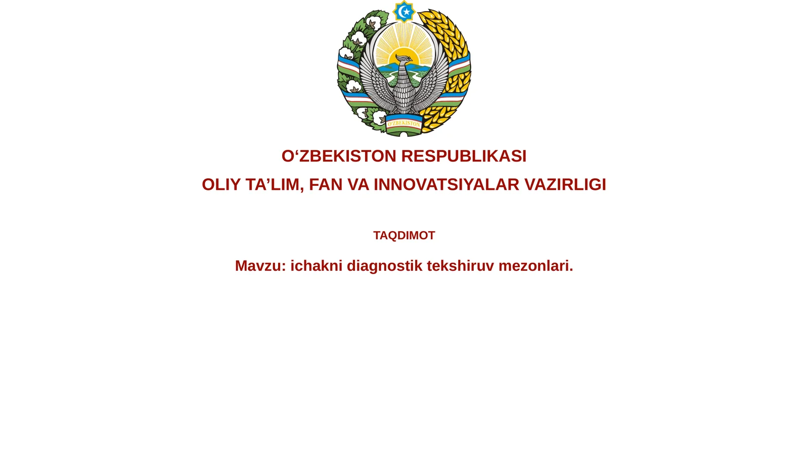 Diagnostika usullari (Laboratoriya va Instrumental tekshiruvlar)