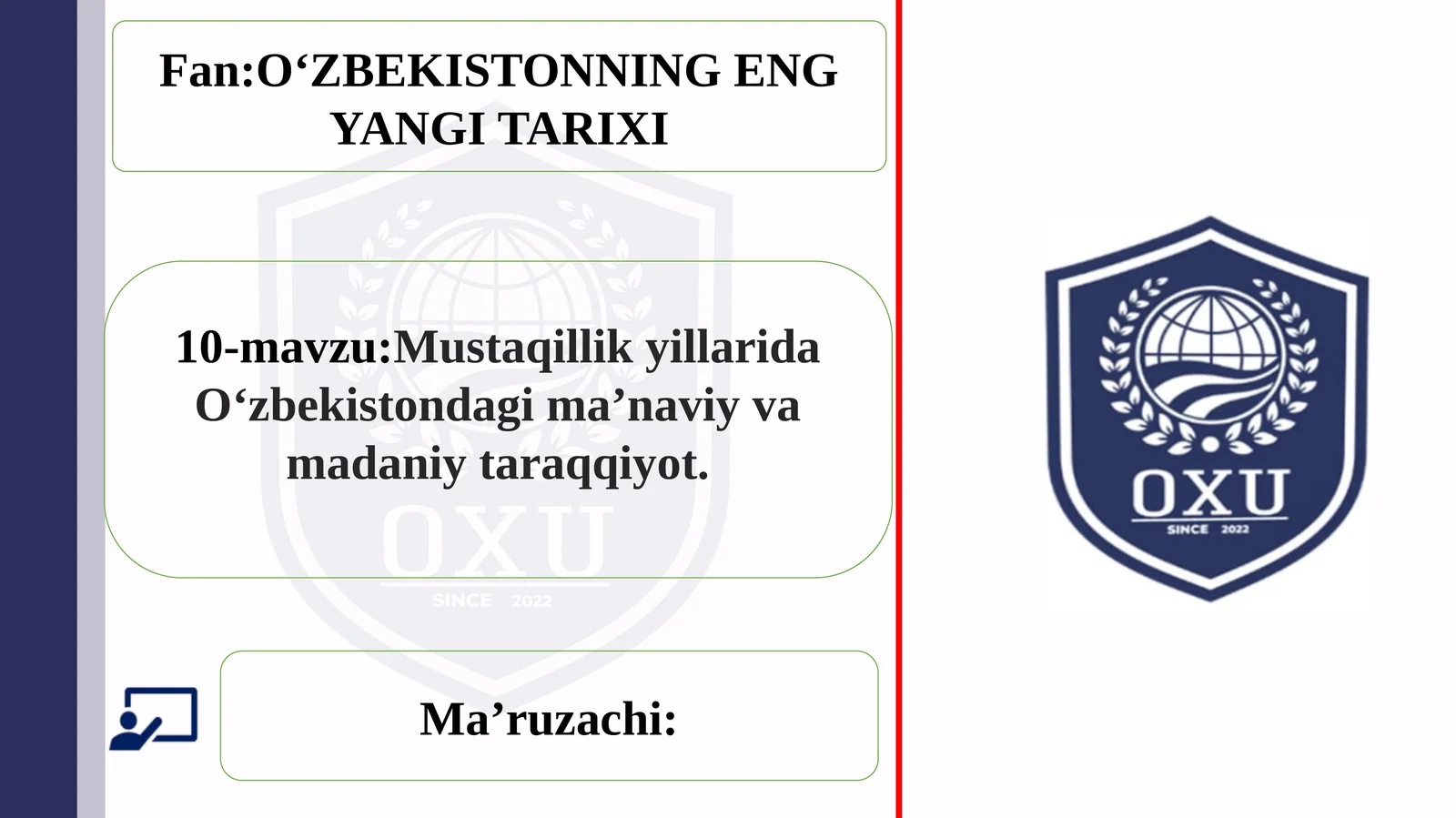 O‘ZBEKISTONNINGENG YANGI TARIXI