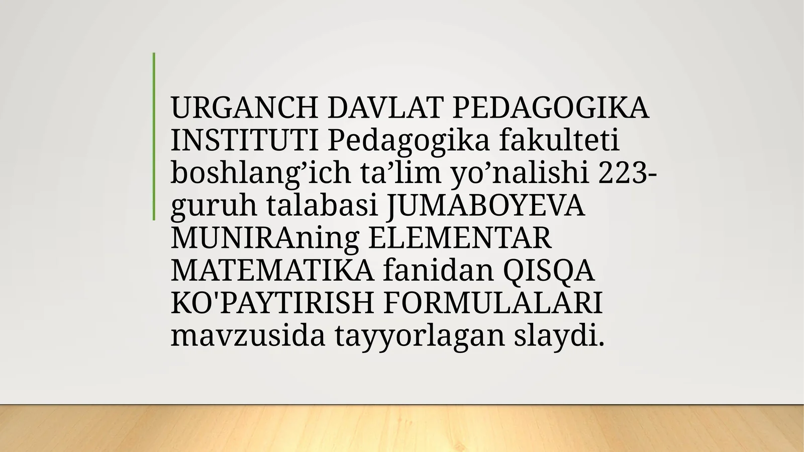 QISQA KO'PAYTIRISH FORMULALARI