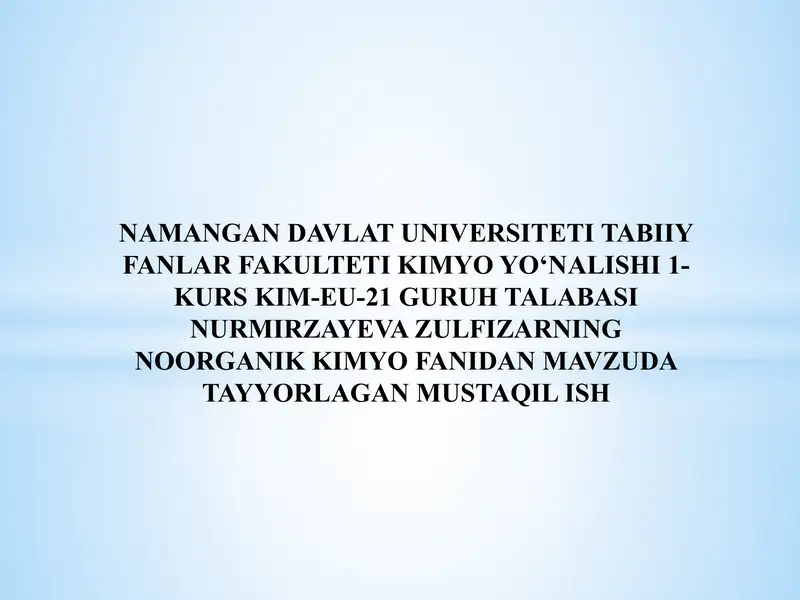 NITRID GIDROZIN GIDROKSILAMIN AZIT KISLOTASI