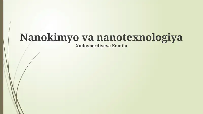 Nanokimyo va nanotexnologiya