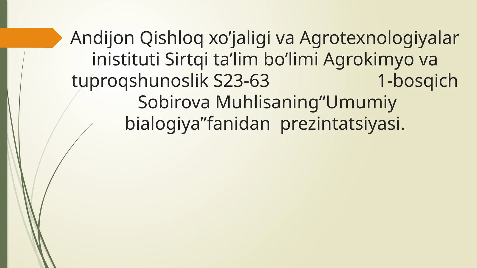 Umumiy bialogiya fanidan prezintatsiya