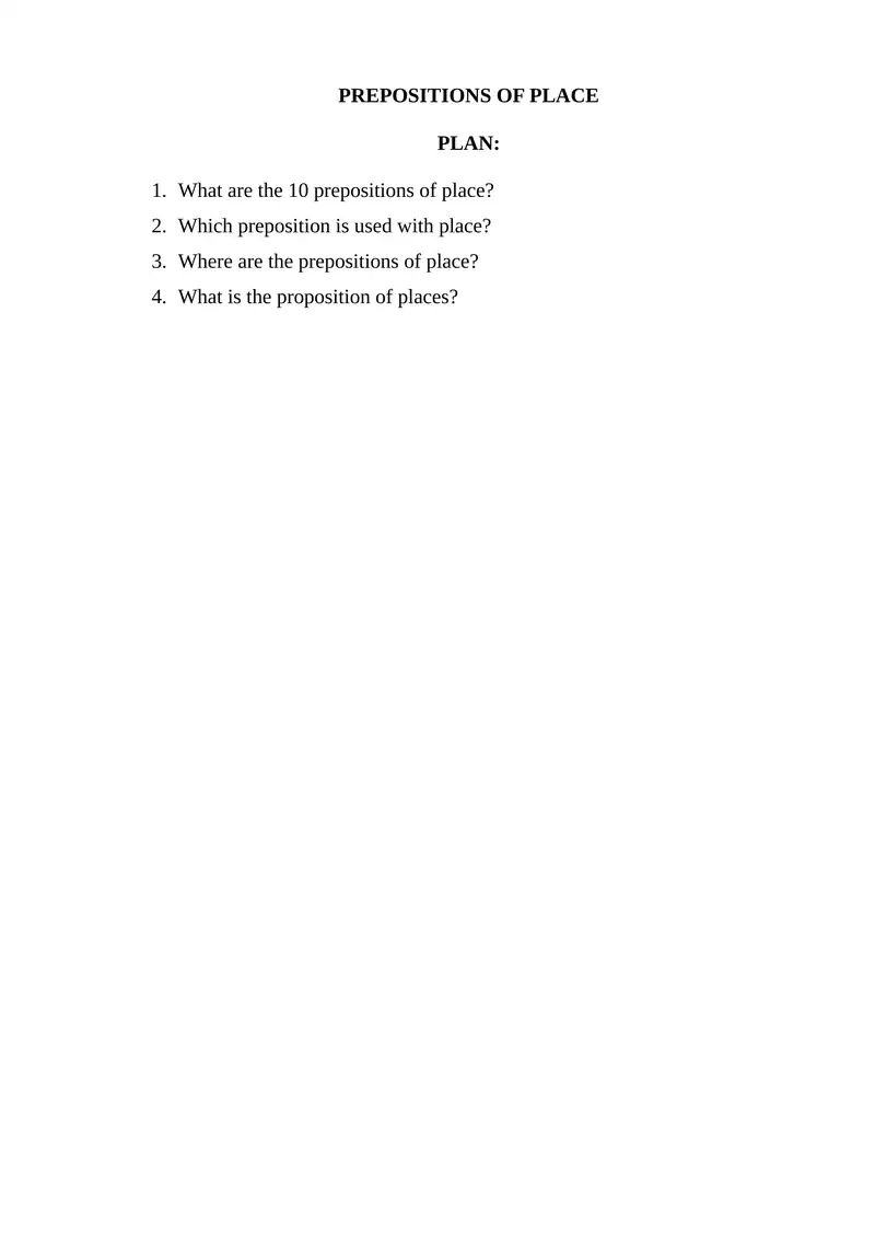 PREPOSITIONS OF PLACE