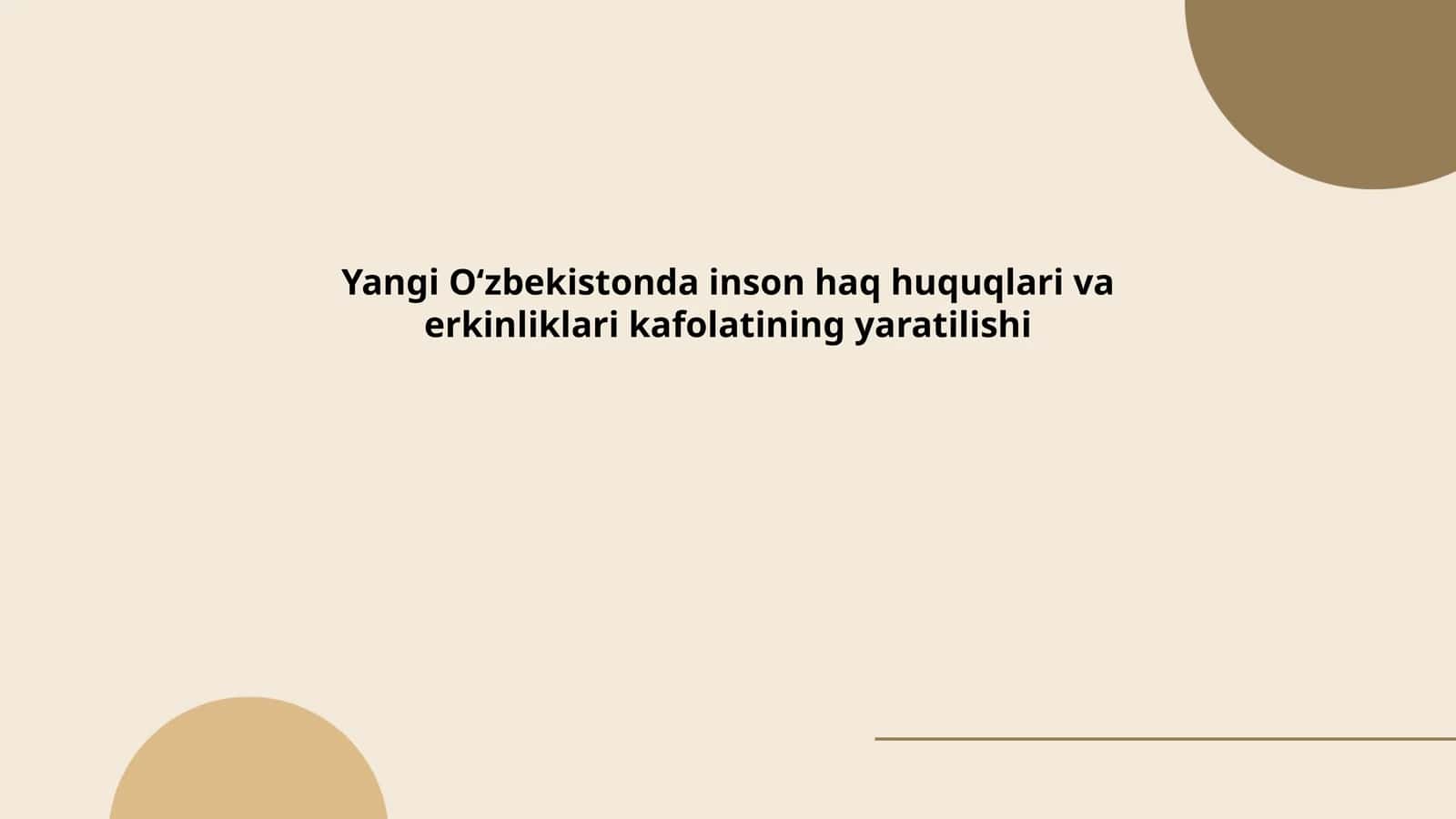 Yangi Oʻzbekistonda inson haq huquqlari va erkinliklari kafolatining yaratilishi