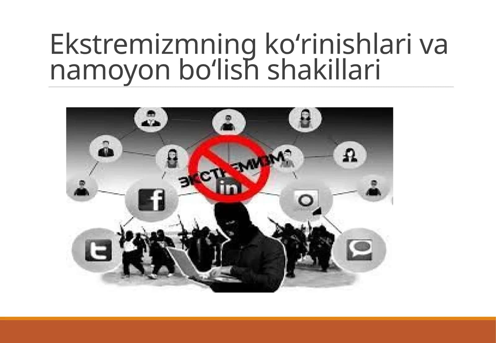 Ekstremizmning koʻrinishlari va namoyon boʻlish shakillari
