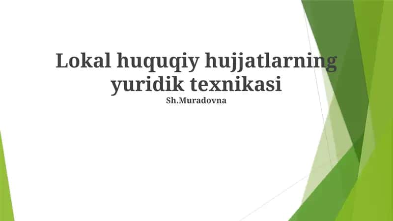 Lokal huquqiy hujjatlarning yuridik texnikasi