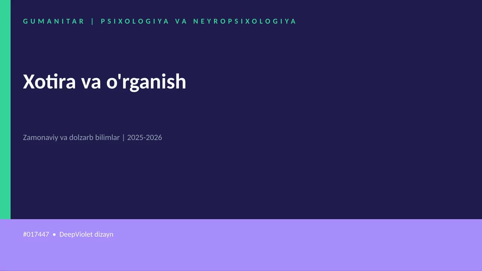 Xotira va o'rganish