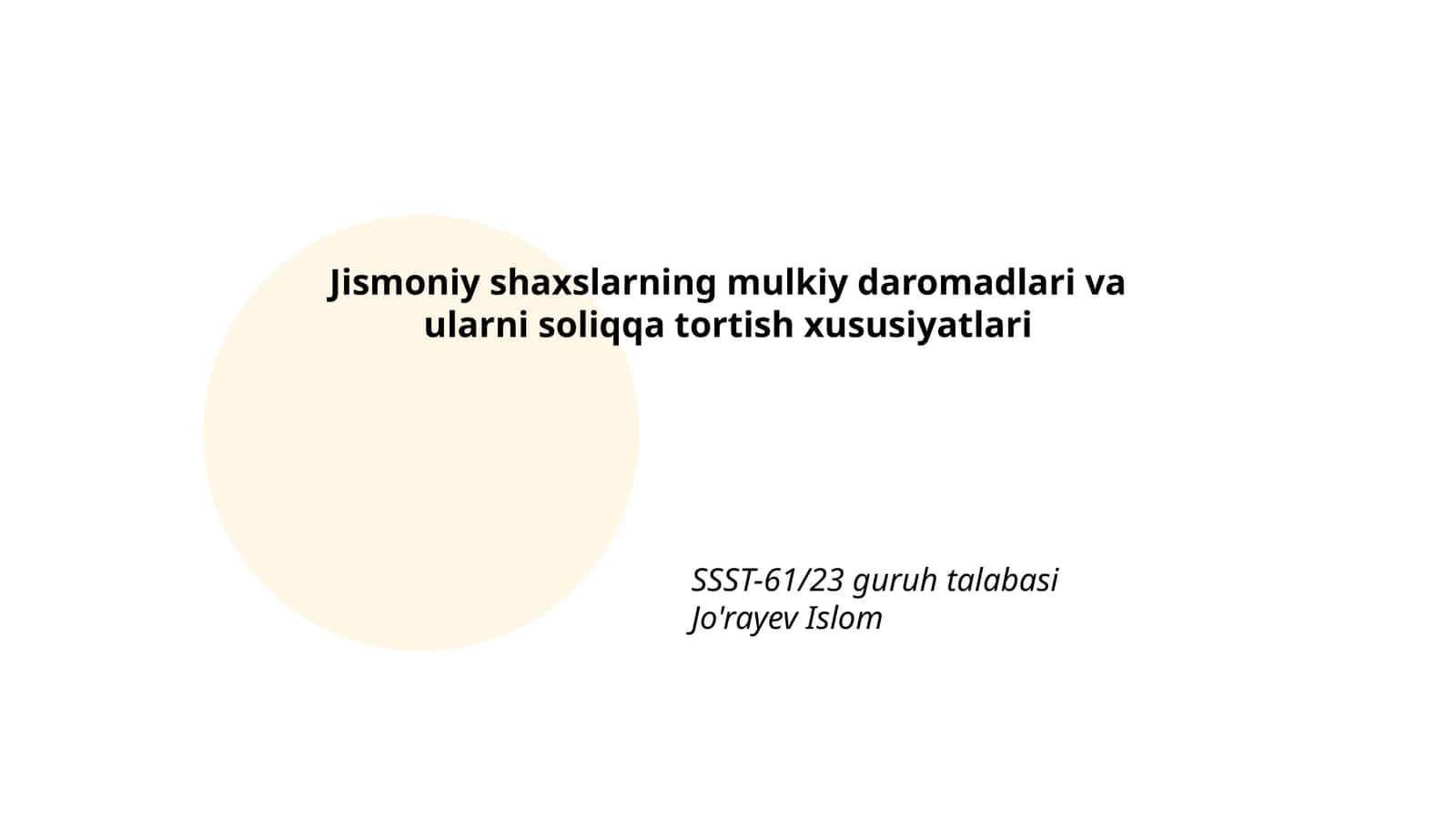 SSST-61/23 guruh talabasi - Jo'rayev Islom
