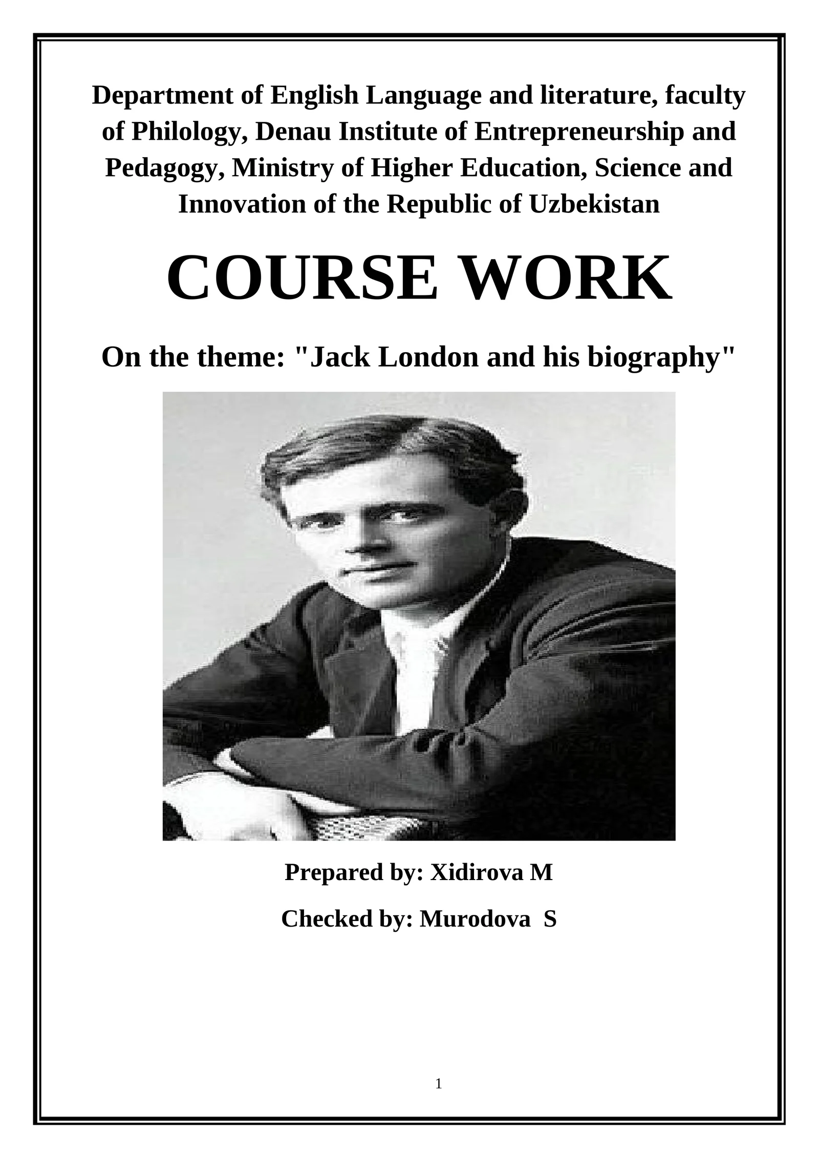 Course Work on "Jack London and his biography"