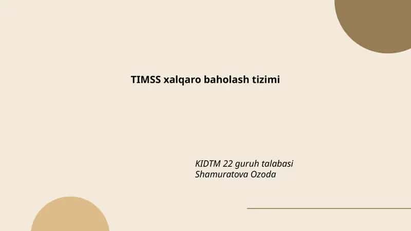 TIMSS xalqaro baholash tizimi