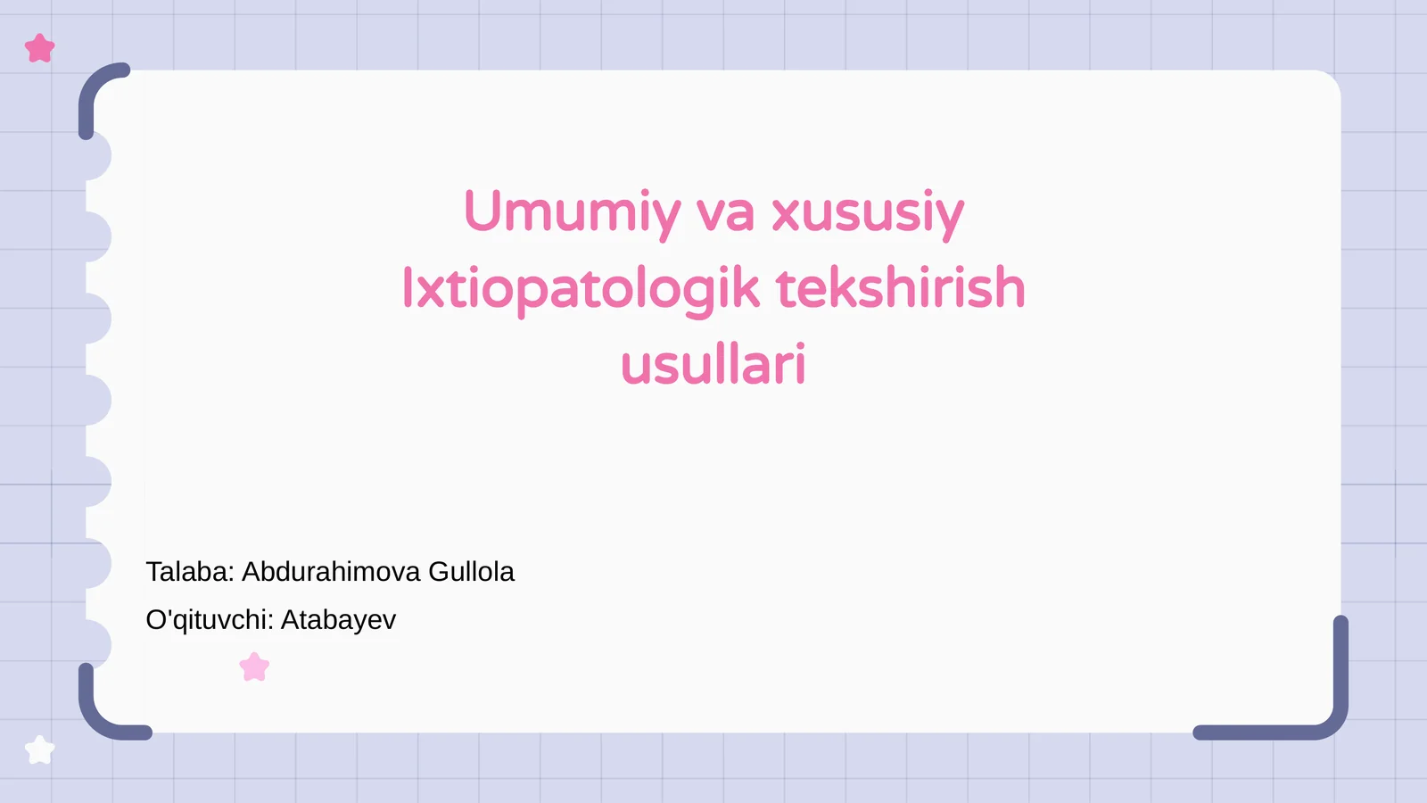 Umumiy va xususiy Ixtiopatologik tekshirish usullari