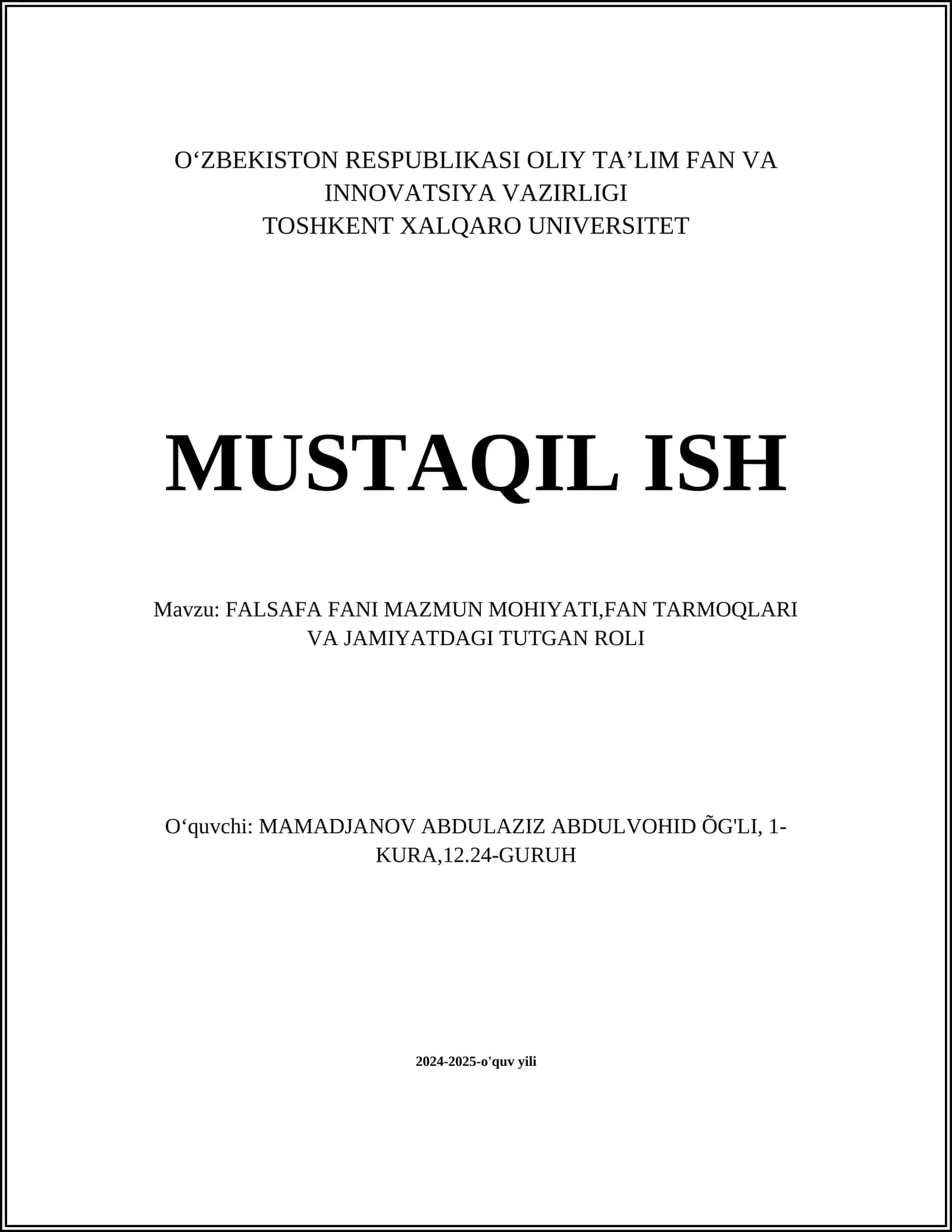 FALSAFA FANI MAZMUN MOHIYATI