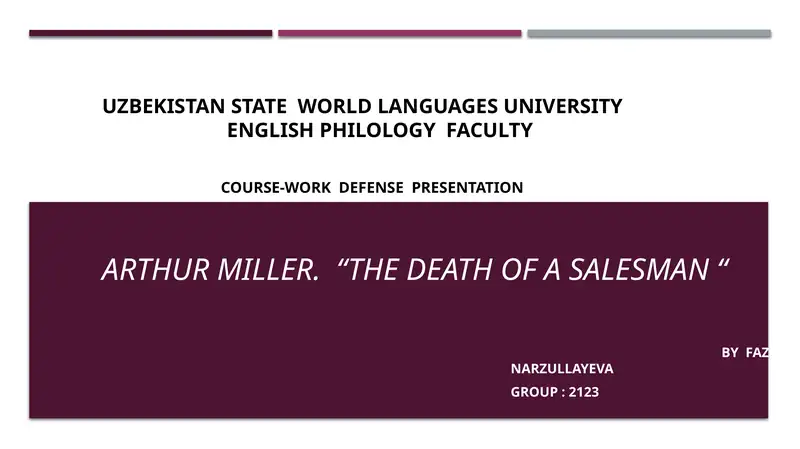 "The Death of a Salesman" by Arthur Miller