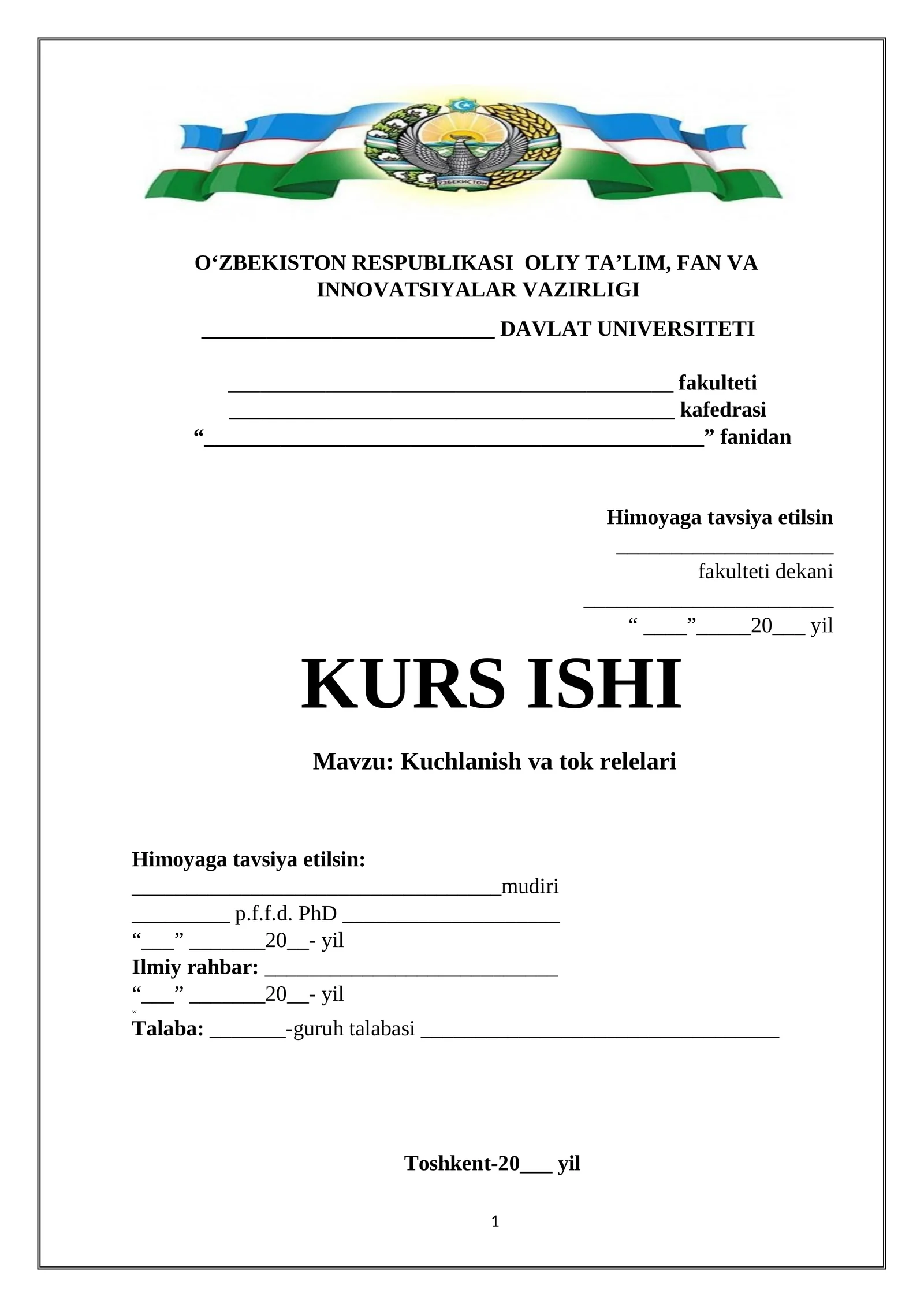 Kuchlanish va tok relelari