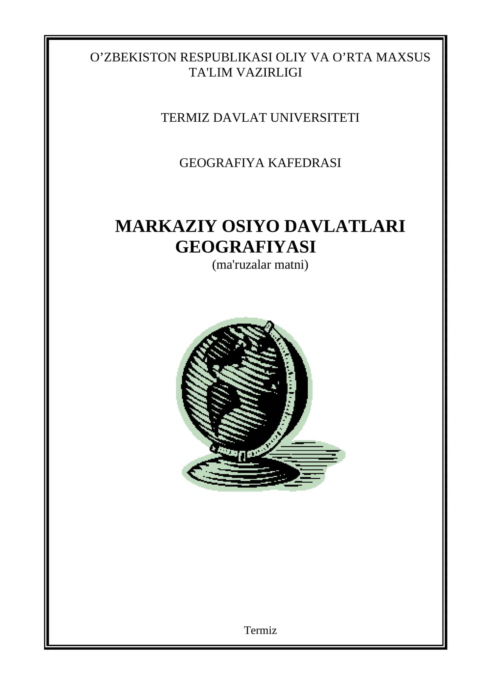 Markaziy Osiyo Davlatlari Geografiyasi