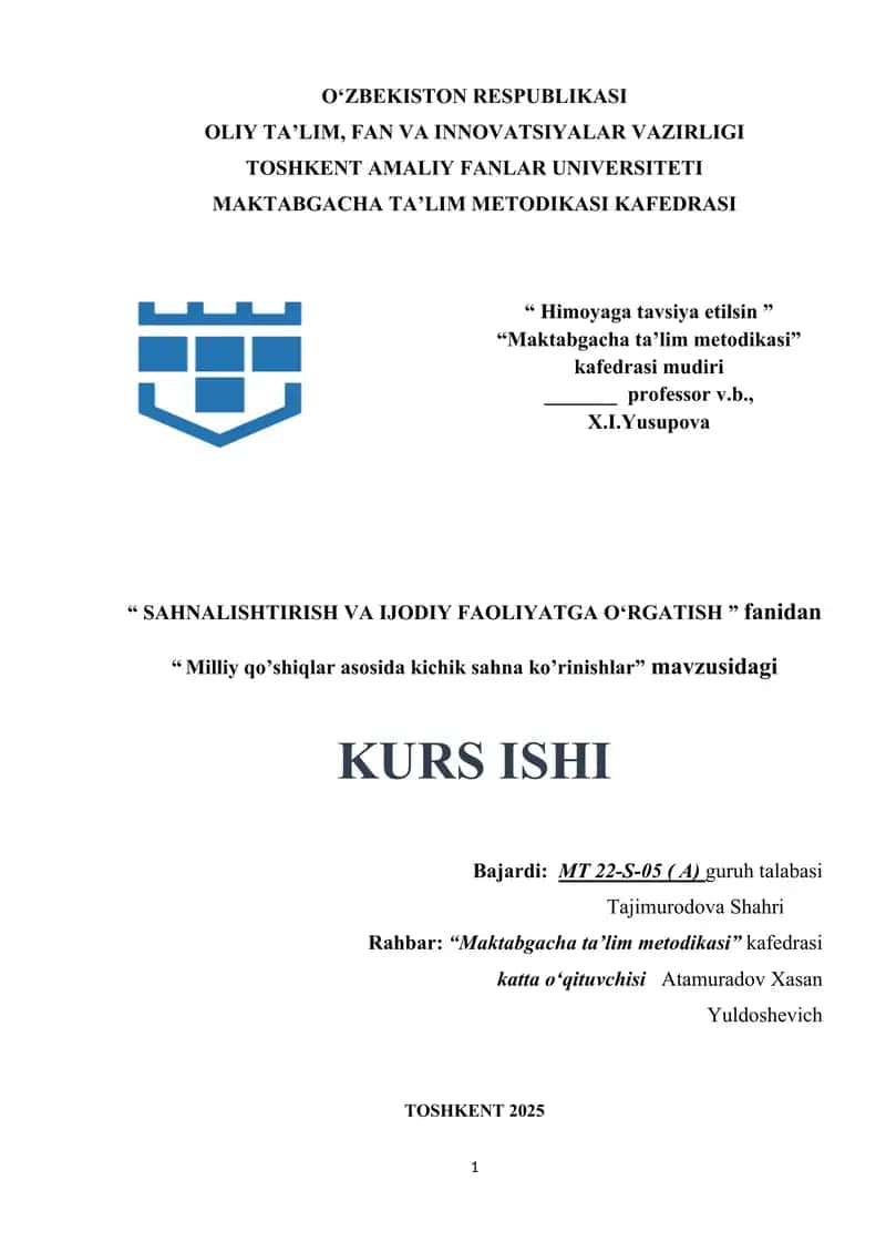 Milliy qo’shiqlar asosida kichik sahna ko’rinishlar