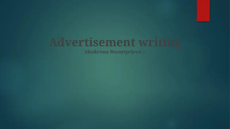 Advertisement writing